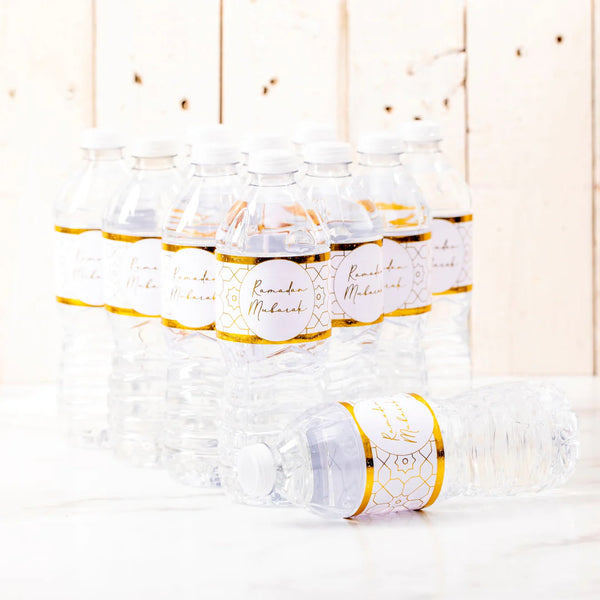 Speckled Gold ‘Ramadan Mubarak’ Water Bottle Labels (Set of 24)