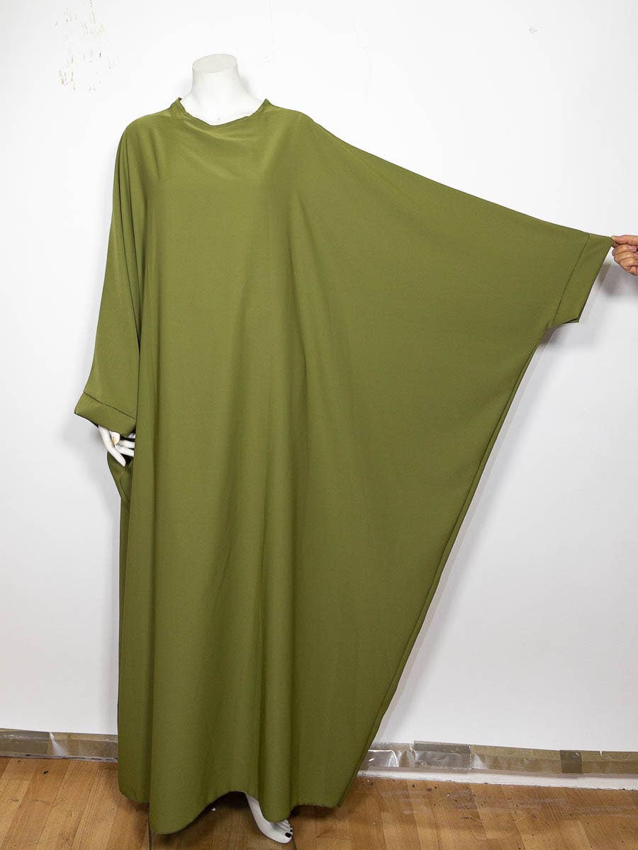 Long loose women's abaya ref:2389pk-B: Olive green