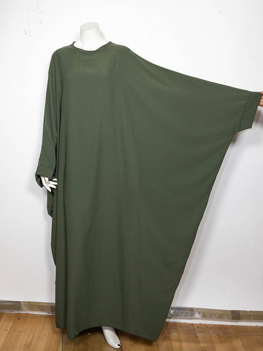 Long loose women's abaya ref:2389pk-B: Khaki