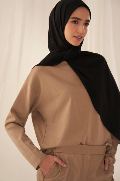 Everyday Chiffon Hijab - Black: Square 40" x 40" / Black / Chiffon