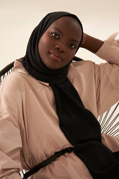 Everyday Chiffon Hijab - Black: Rectangle 68" x 27" / Black / Chiffon