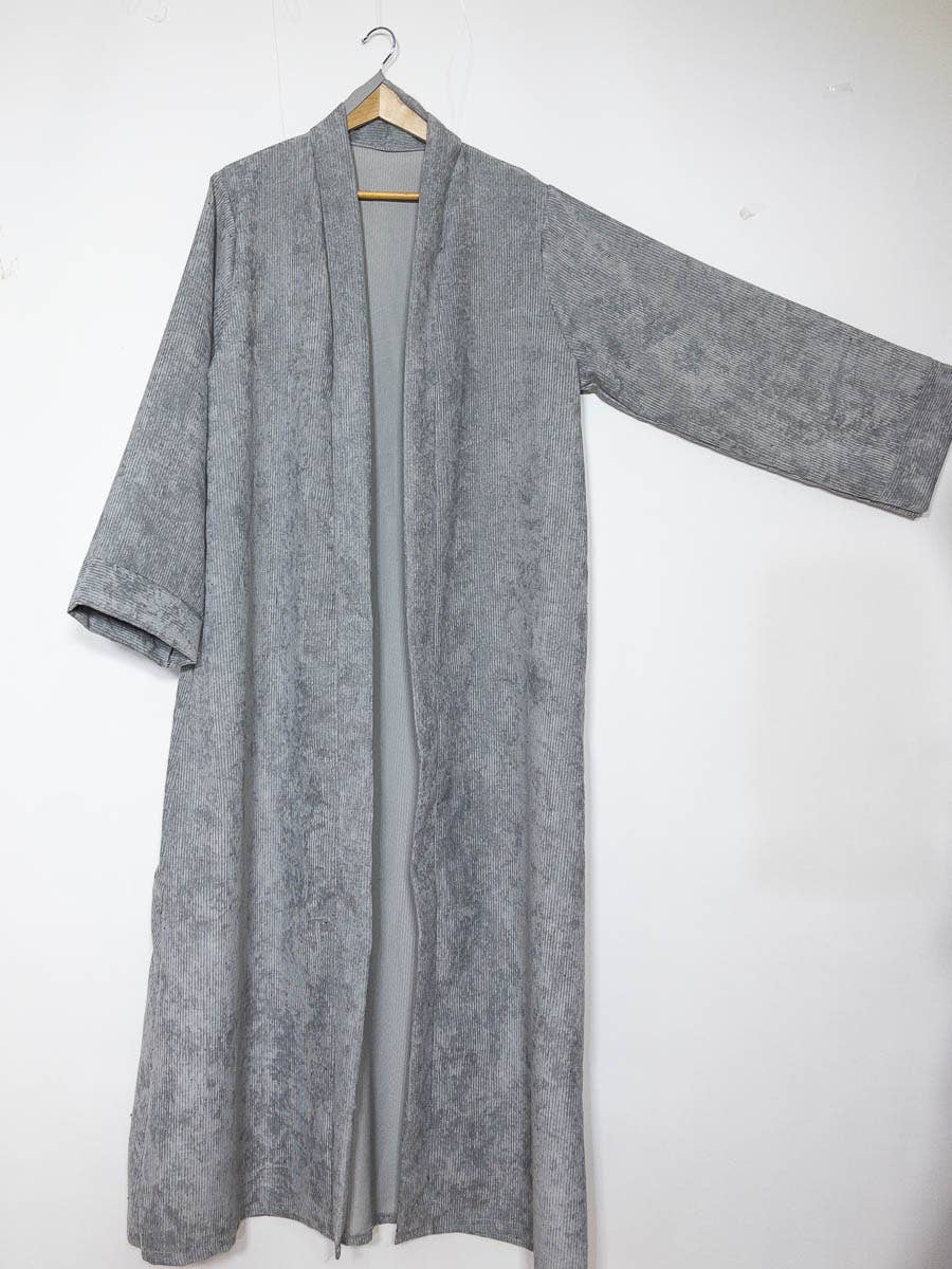 Kimono with wide sleeves for women ref:2391 ribbed: Light Grey