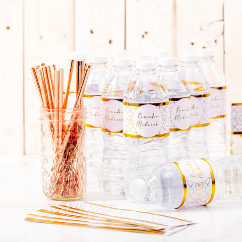 Speckled Gold ‘Ramadan Mubarak’ Water Bottle Labels (Set of 24)