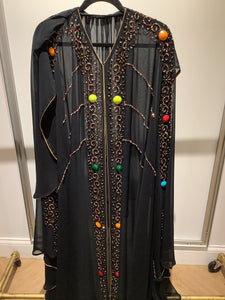 Black beaded kimono abaya