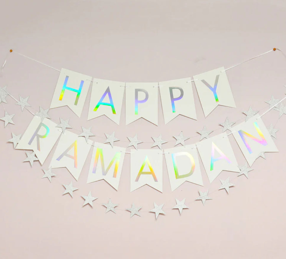 Happy Ramadan Banner Holographic Foil