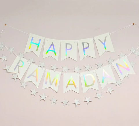 Happy Ramadan Banner Holographic Foil