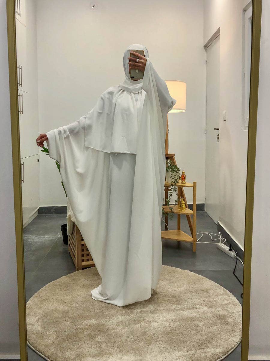 Long loose women's abaya ref:2389pk-B: White