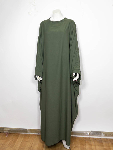 Long loose women's abaya ref:2389pk-B: Fir Green