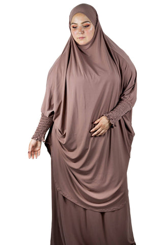 Two-Piece Prayer Jilbab Set - Taupe: XSmall