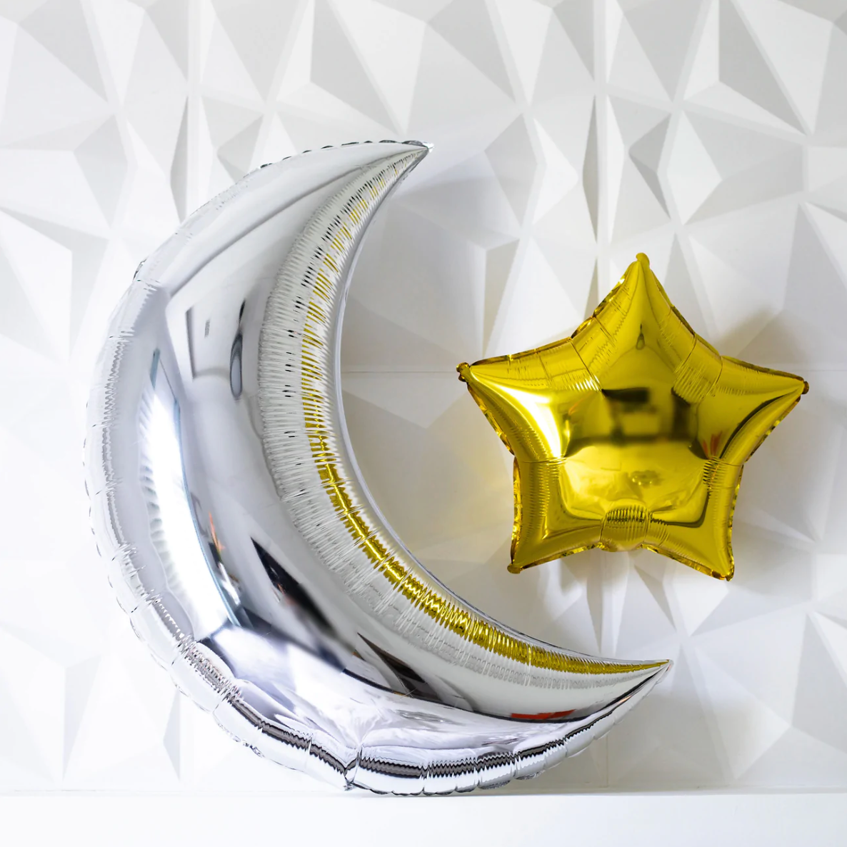 Giant Metallic Crescent/Star Balloon Party Pack