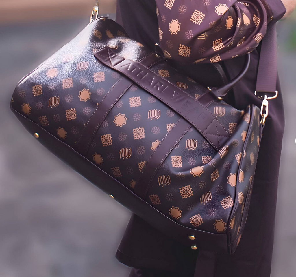 Athari Wear Unisex Leather Monogram Duffle Bag – TheUmmahShop