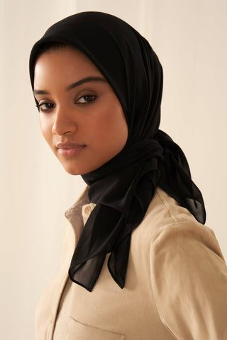 Everyday Chiffon Hijab - Black: Rectangle 68" x 27" / Black / Chiffon